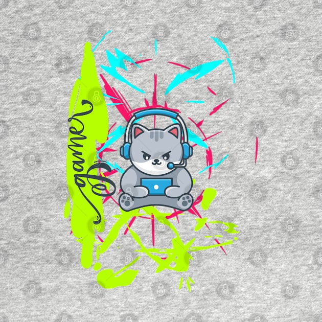 Colorful Cat Gamer by O.M design